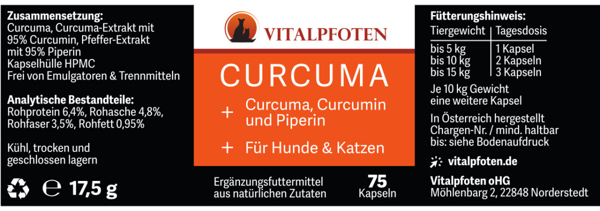 Vitalpfoten Curcuma Curcumin Kapseln – Bild 3