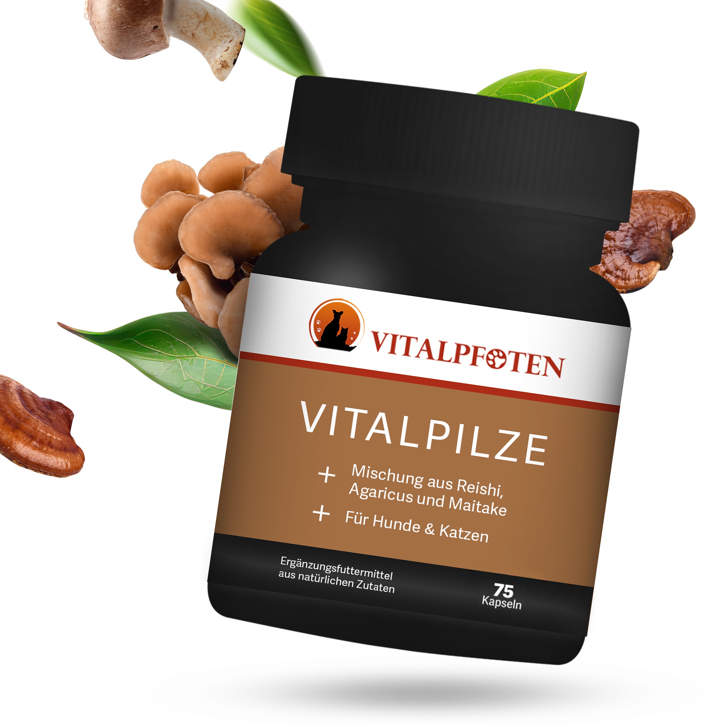 Vitalpilze Verkaufsbild klein Vitalpilze Kapseln Hunde