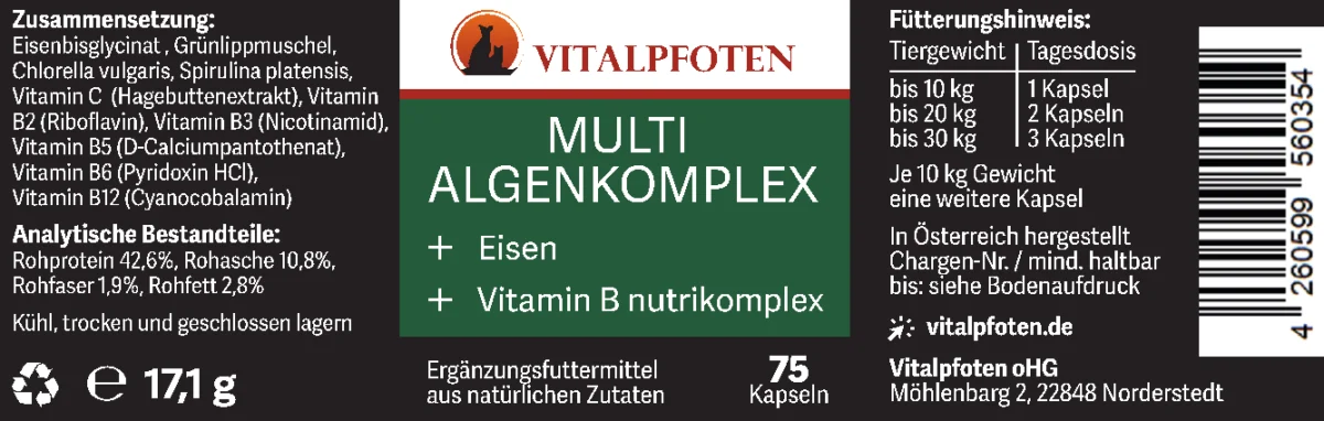 Vitalpfoten Multi Algen, Eisen + Vitamin B – Bild 3